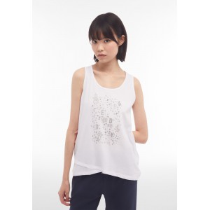 Freddy Γυναικεία μπλούζα αμάνικη με floral print άσπρη
