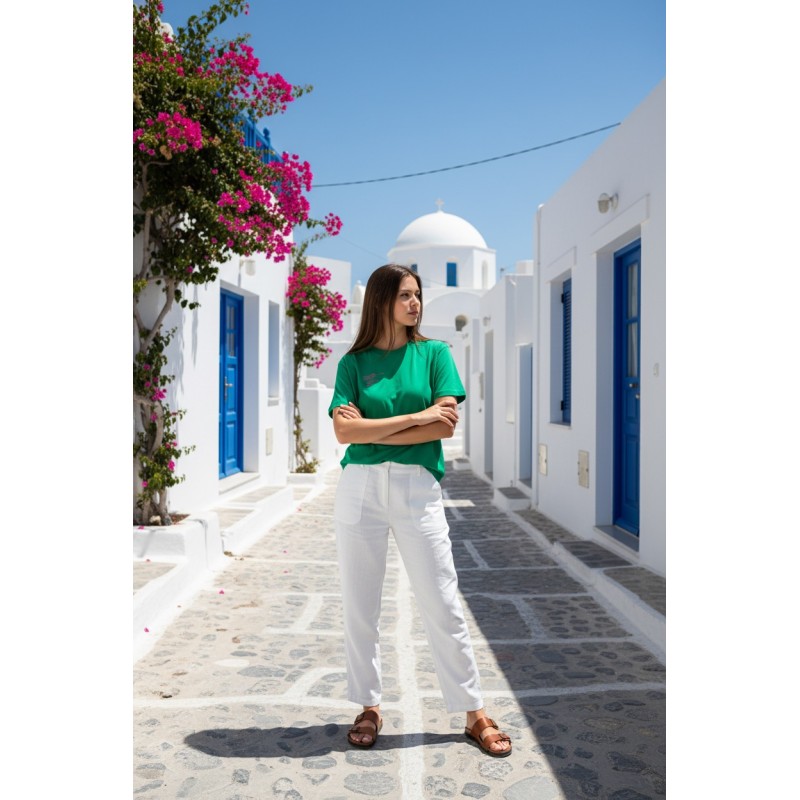 Freddy Γυναικεία oversize κοντομάνικη μπλούζα μακρυά πράσινη