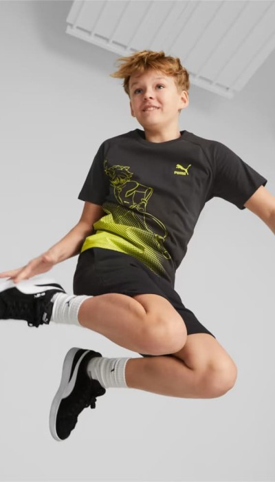 Puma X Mirculous Παιδική κοντομάνικη μπλούζα μαύρη 