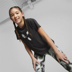 Puma Παιδική κοντομάνικη μπλούζα για κορίτσι  μαύρη
