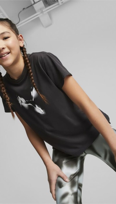 Puma Παιδική κοντομάνικη μπλούζα για κορίτσι  μαύρη