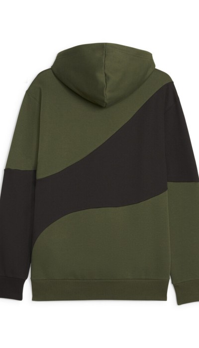 Puma Ανδρική μπλούζα φούτερ με κουκούλα power cat χακί