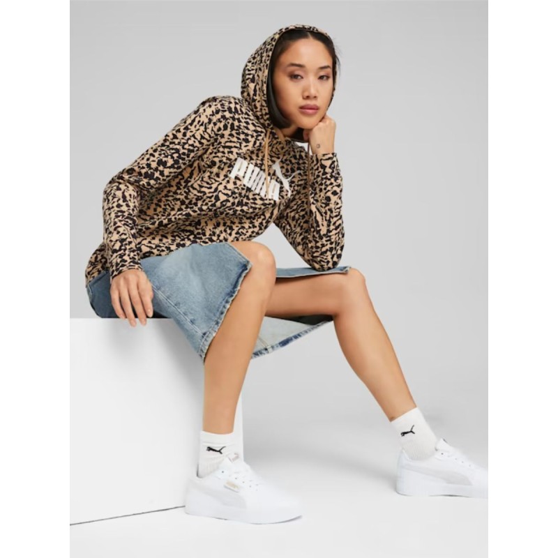 Puma Γυναικεία φούτερ μπλούζα με κουκούλα animal print μπεζ Puma Γυναικεία φούτερ μπλούζα με κουκούλα animal print μπεζ