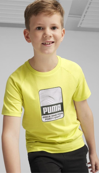 Puma Παιδική κοντομάνικη μπλούζα για αγόρι Active Sport κίτρινη