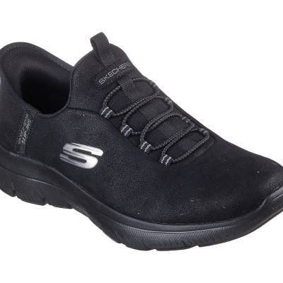 Skechers Γυναικεία Δερμάτινα Αθλητικά παπούτσια Summits Slip-Ins μαύρο