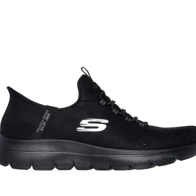 Skechers Γυναικεία Δερμάτινα Αθλητικά παπούτσια Summits Slip-Ins μαύρο