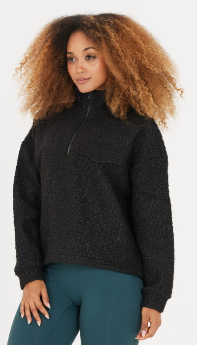 Athlecia Μπλούζα-Μπουφάν Με Μισό Φερμουάρ Florrie Sherpa Μαύρο