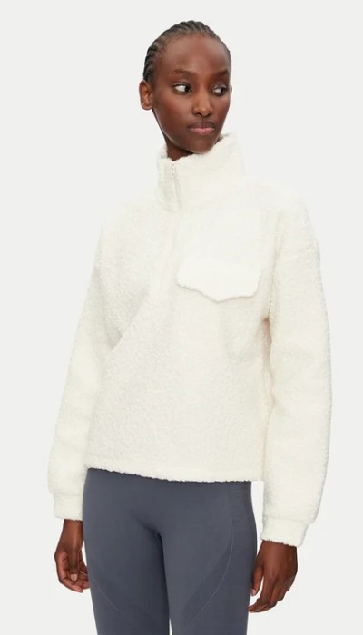 Athlecia Μπλούζα-Μπουφάν Με Μισό Φερμουάρ Florrie Sherpa Άσπρο