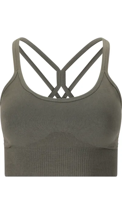 Athlecia Γυναικείο Μπουστάκι Foan Seamless Χαμηλής Υποστήριξης Χακί