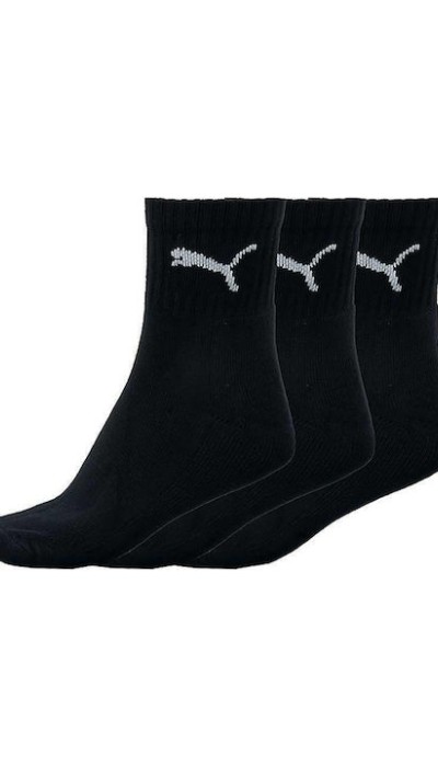 Puma Unisex Κάλτσες Mid Crew 3 Ζεύγη Μαύρο