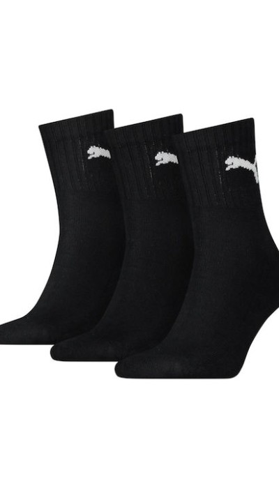Puma Unisex Κάλτσες Mid Crew 3 Ζεύγη Μαύρο