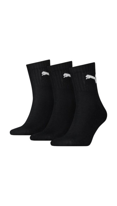 Puma Unisex Κάλτσες Mid Crew 3 Ζεύγη Μαύρο