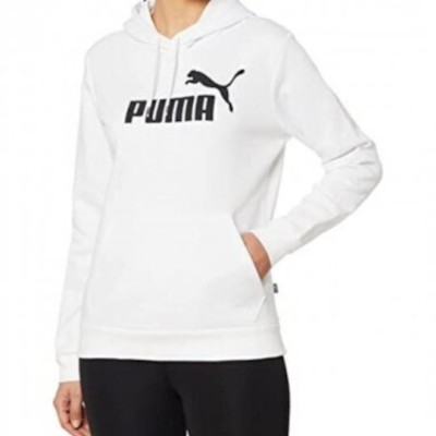 Puma Γυναικεία Μπλούζα Φούτερ με Κουκούλα Άσπρη