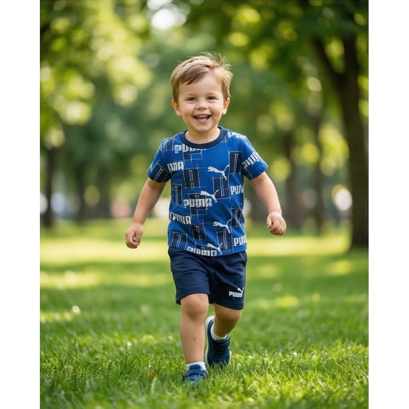 Puma Μπεμπέ σετ μπλούζα και σορτς Mini Cats μπλε