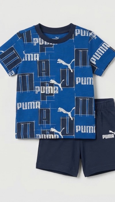 Puma Μπεμπέ σετ μπλούζα και σορτς Mini Cats μπλε