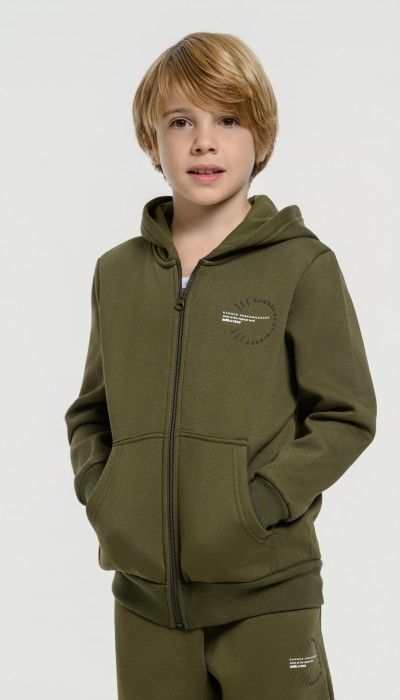 BodyTalk Παιδική ζακέτα με κουκούλα χακί
