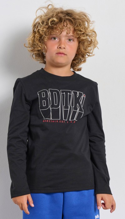 BodyTalk Παιδική μπλούζα μακρυμάνικη βαμβακερή μαύρη