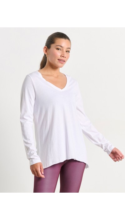 BodyTalk Γυναικεία μακρυμάνικη μπλούζα με V λευκή