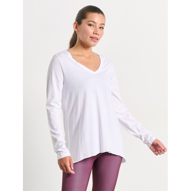 BodyTalk Γυναικεία μακρυμάνικη μπλούζα με V λευκή