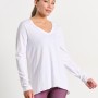 BodyTalk Γυναικεία μακρυμάνικη μπλούζα με V λευκή