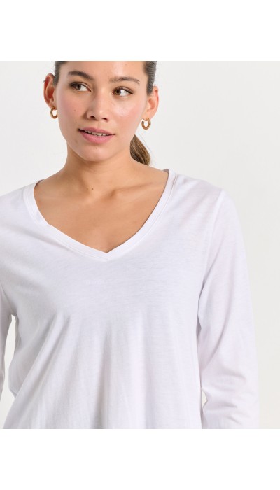BodyTalk Γυναικεία μακρυμάνικη μπλούζα με V λευκή BodyTalk Γυναικεία μακρυμάνικη μπλούζα με V λευκή