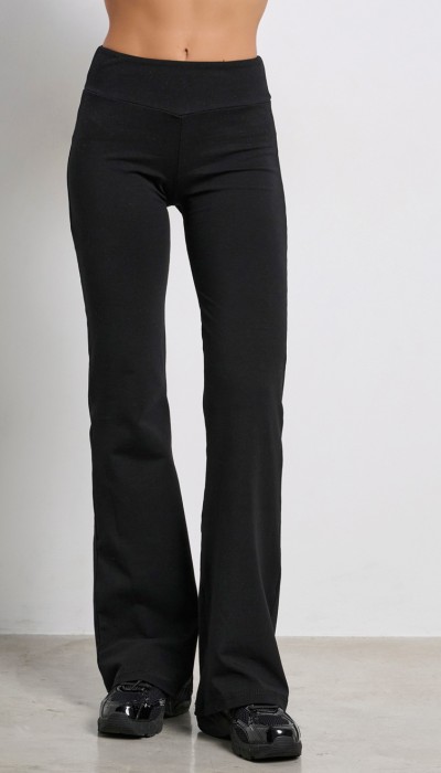 BodyTalk Γυναικείο ψηλόμεσο κολάν καμπάνα μαύρο