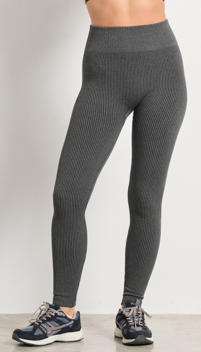 BodyTalk Γυναικείο ψηλόμεσο seamless κολάν με θερμική επένδυση γκρι