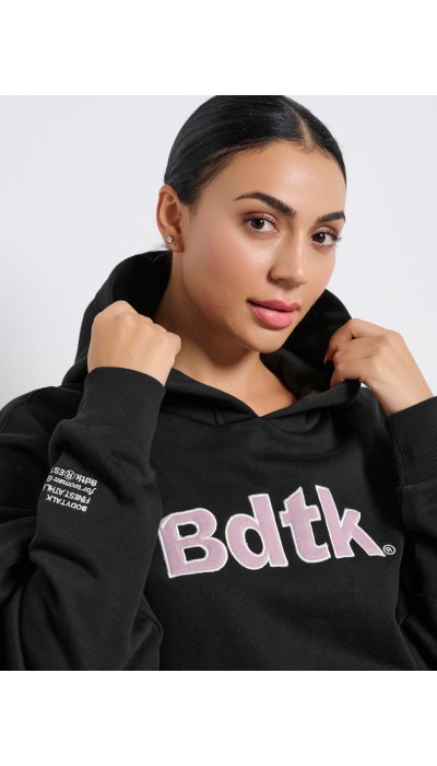 BodyTalk Γυναικεία μπλούζα φούτερ με κουκούλα μαύρη