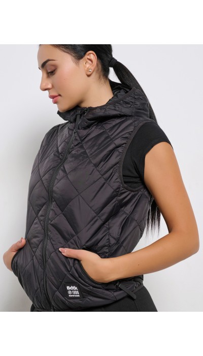 BodyTalk Γυναικείο Γιλέκο Με Κουκούλα Μαύρο