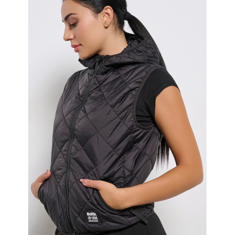 BodyTalk Γυναικείο Γιλέκο Με Κουκούλα Μαύρο