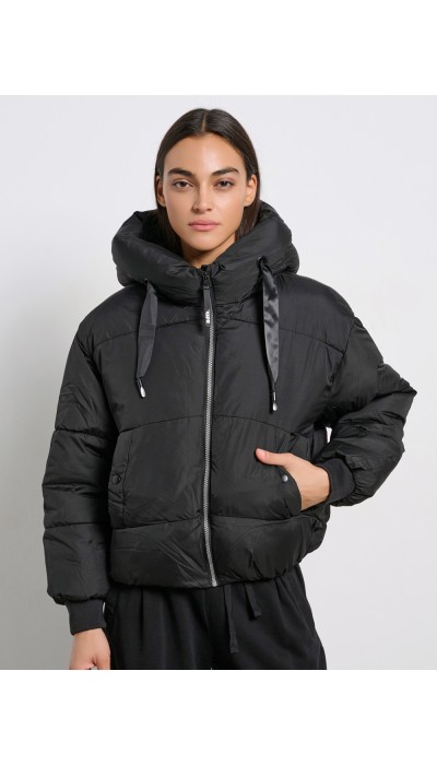 BodyTalk Γυναικείο μπουφάν με κουκούλα μαύρο