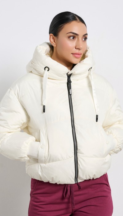 BodyTalk Γυναικείο μπουφάν με κουκούλα άσπρο