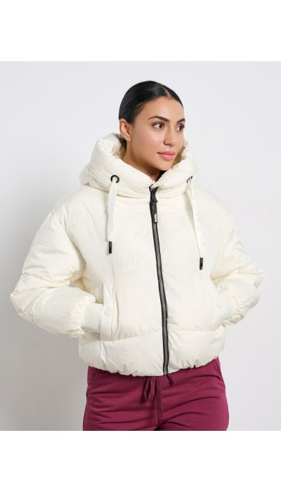 BodyTalk Γυναικείο μπουφάν με κουκούλα άσπρο