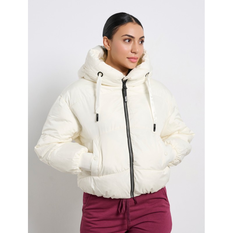 BodyTalk Γυναικείο μπουφάν με κουκούλα άσπρο