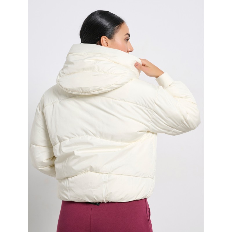 BodyTalk Γυναικείο μπουφάν με κουκούλα άσπρο
