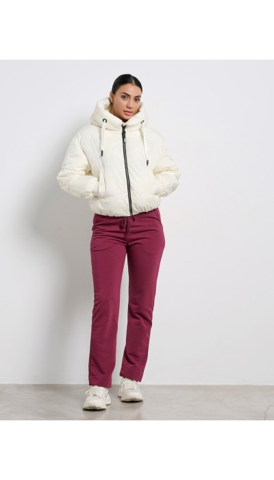 BodyTalk Γυναικείο μπουφάν με κουκούλα άσπρο