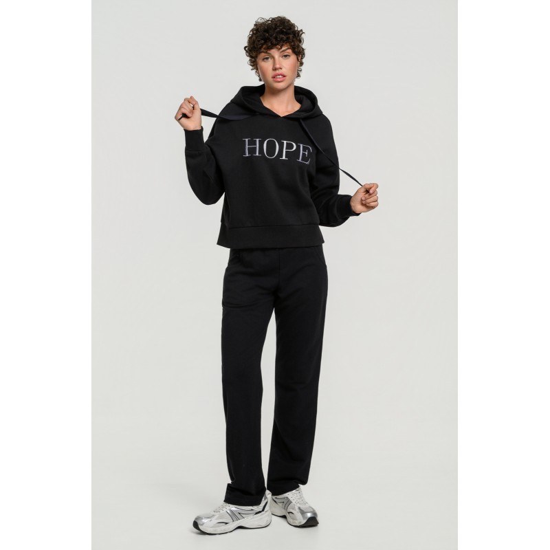 BodyTalk Γυναικεία μπλούζα με κουκούλα φούτερ "Hope" μαύρη