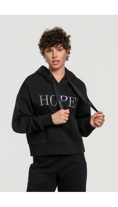 BodyTalk Γυναικεία μπλούζα με κουκούλα φούτερ "Hope" μαύρη