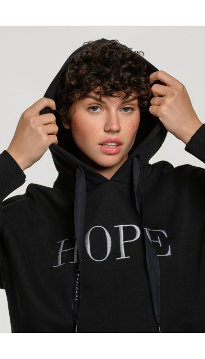 BodyTalk Γυναικεία μπλούζα με κουκούλα φούτερ "Hope" μαύρη