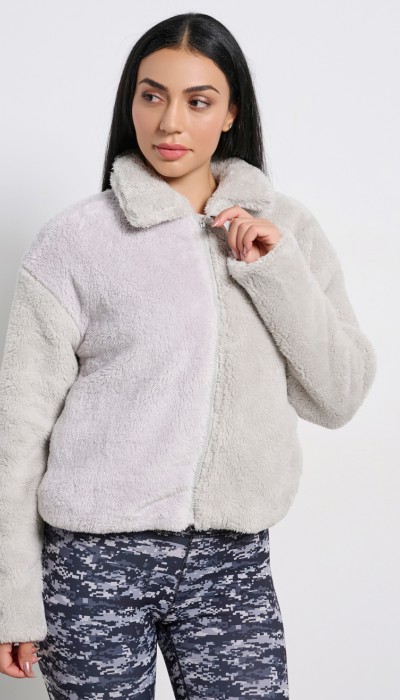 BodyTalk Γυναικεία  teddy ζακέτα με γιακά γκρι