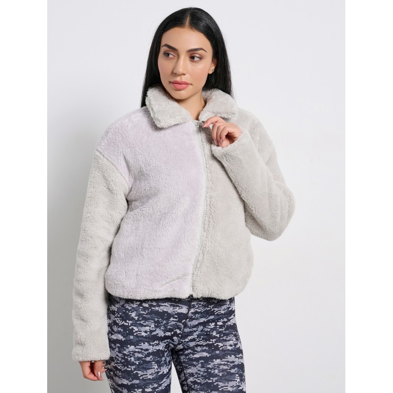 BodyTalk Γυναικεία  teddy ζακέτα με γιακά γκρι