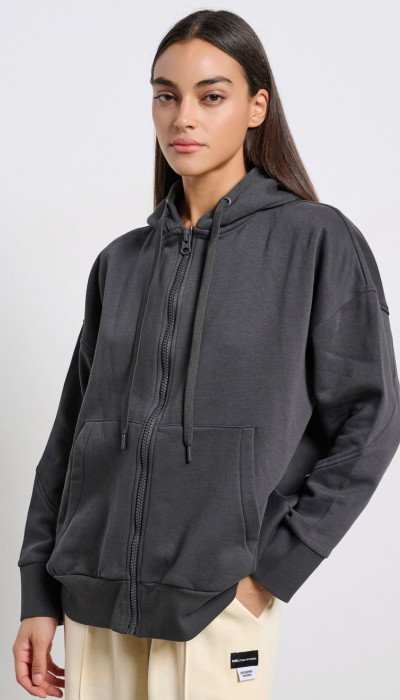 BodyTalk Γυναικεία ζακέτα με κουκούλα  "CAPITAL LOGO" γκρι