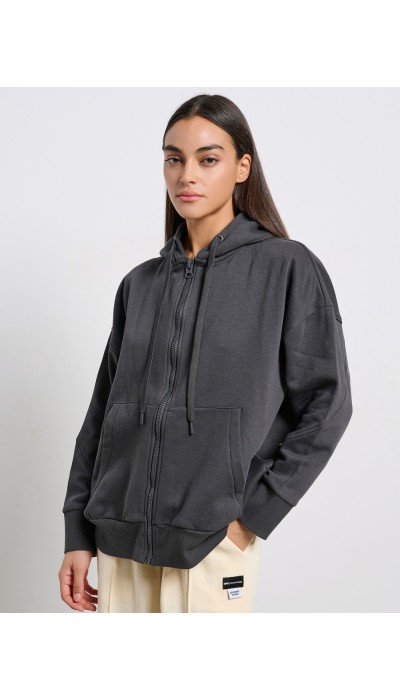 BodyTalk Γυναικεία ζακέτα με κουκούλα  "CAPITAL LOGO" γκρι