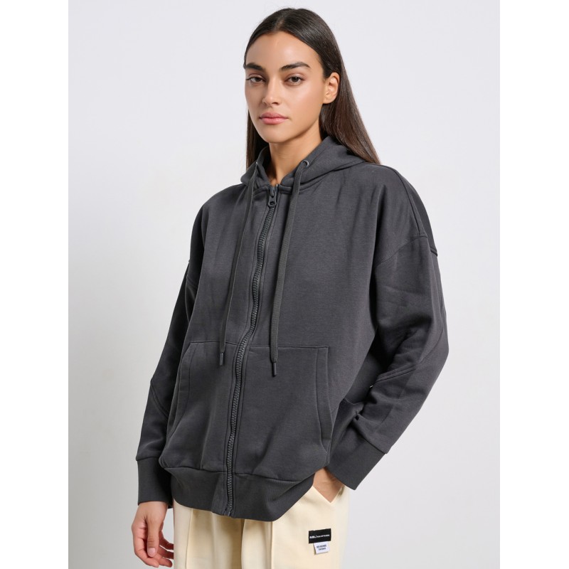 BodyTalk Γυναικεία ζακέτα με κουκούλα  "CAPITAL LOGO" γκρι