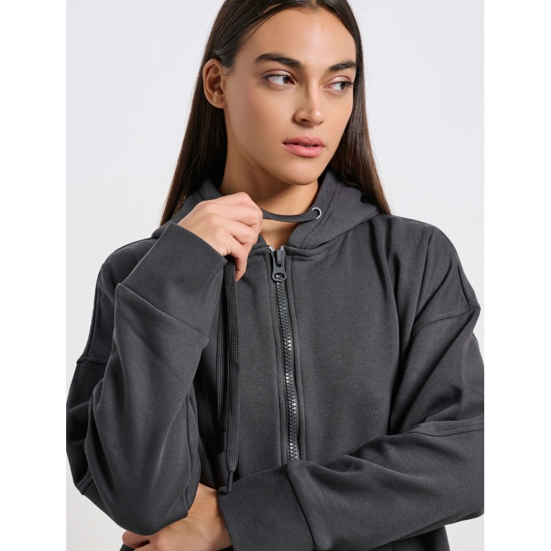 BodyTalk Γυναικεία ζακέτα με κουκούλα  "CAPITAL LOGO" γκρι