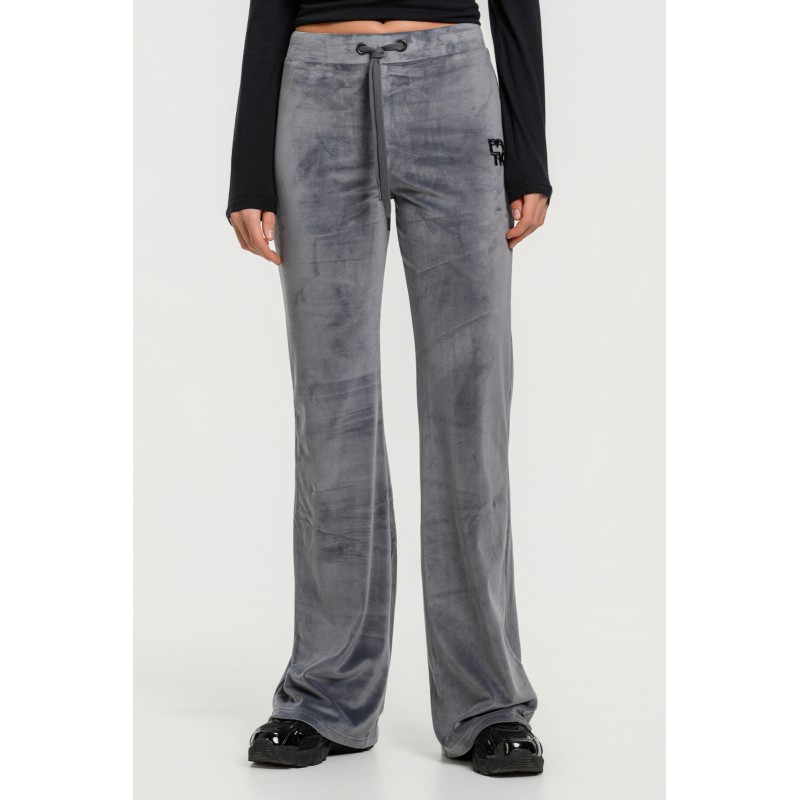 BodyTalk Γυναικείο παντελόνι καμπάνα βελουτέ Row γκρι BodyTalk Γυναικείο παντελόνι καμπάνα βελουτέ Row γκρι