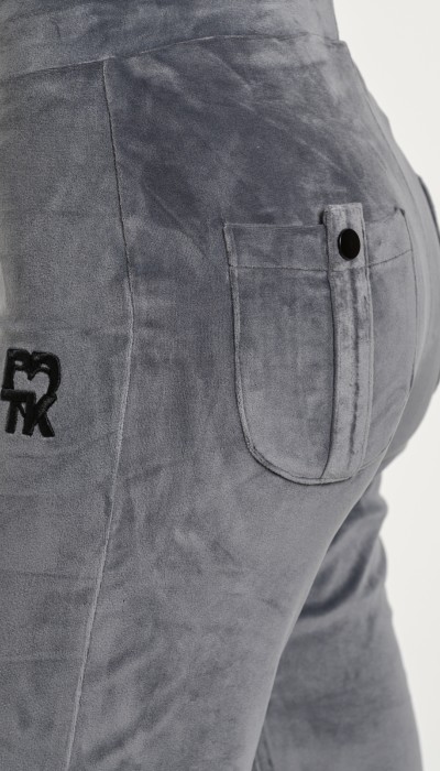 BodyTalk Γυναικείο παντελόνι καμπάνα βελουτέ Row γκρι