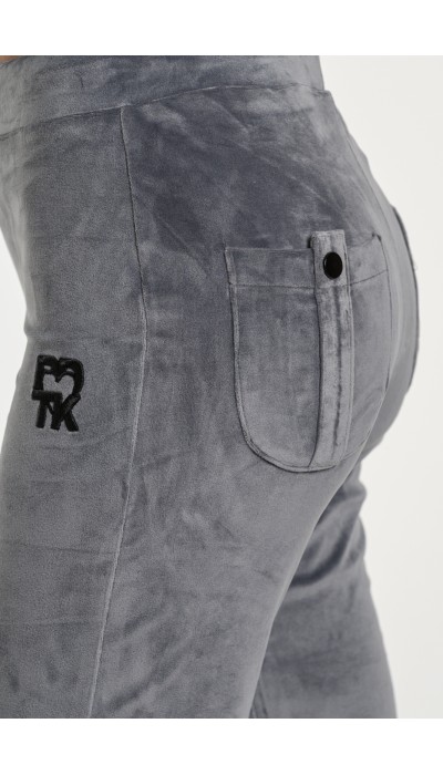 BodyTalk Γυναικείο παντελόνι καμπάνα βελουτέ Row γκρι