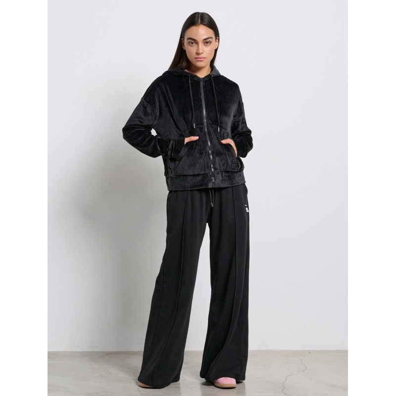 BodyTalk Γυναικεία Βελουτέ Ζακέτα Με Κουκούλα "Row" Μαύρη