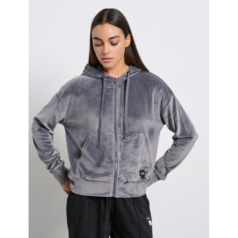 BodyTalk Γυναικεία Βελουτέ Ζακέτα Με Κουκούλα "Row" Γκρι BodyTalk Γυναικεία Βελουτέ Ζακέτα Με Κουκούλα "Row" Γκρι